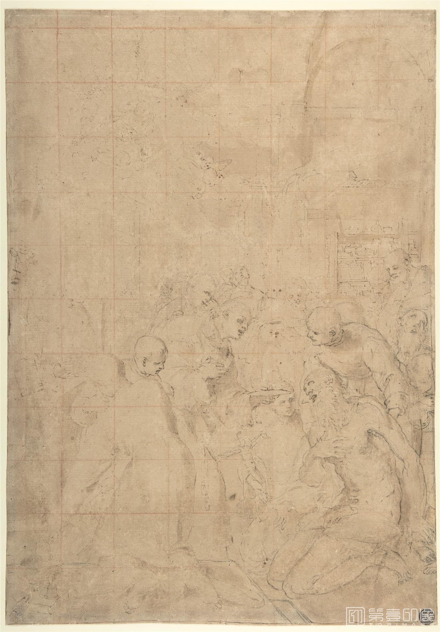素描-美国纽约大都会美术馆素描藏画-Ludovico CarracciThe Last Communion of Saint Jerome-1286